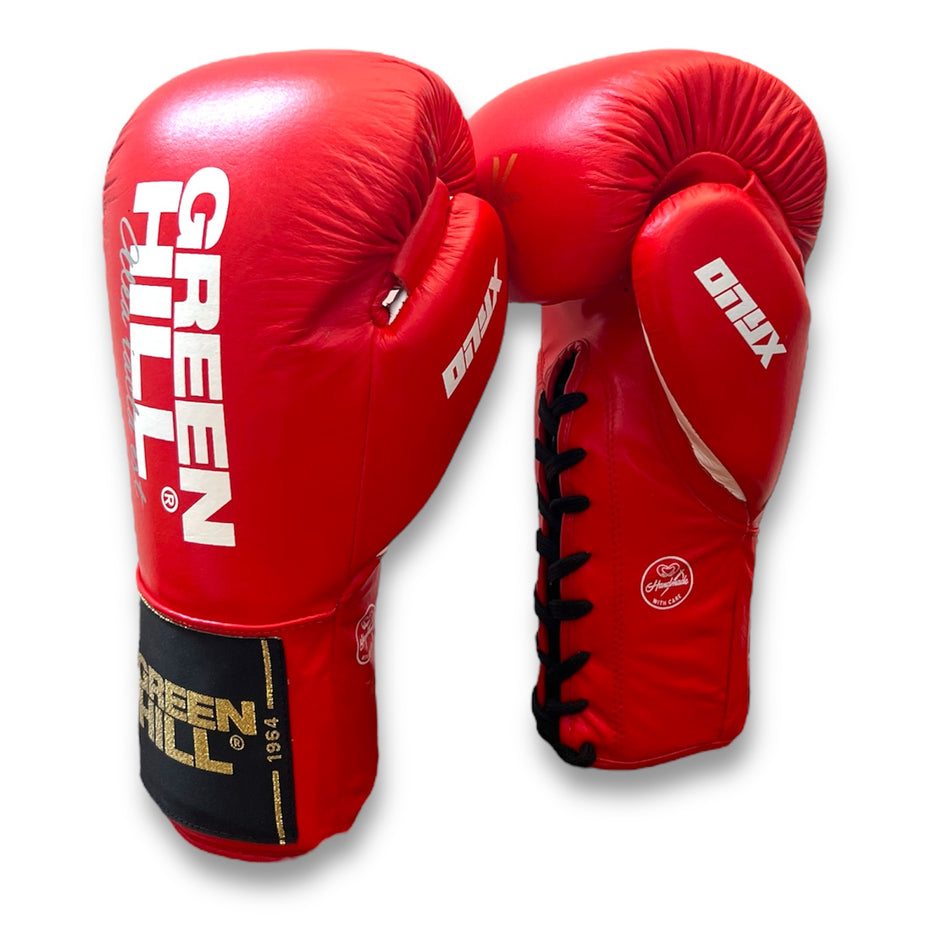 GUANTONI DA BOXE GREEN HILL ARES IN PELLE E Crine Con Lacci